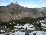 Better shot of Castle Peak.  Our camp is down there somewhere, above the snow line in a small clump of trees.