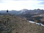 Looking down into the valley where we hiked up (and where 4th of July Lake was).