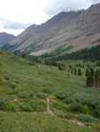 A view back down the trail at the valley where we came from.