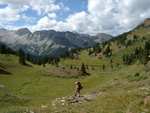 Paul looking out over the last high meadow as we start the steep climb.