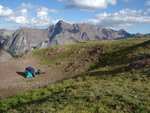 We decided to climb above Buckskin Pass, and found this neat little spot to camp for the night.  Shielded from wind, even!
