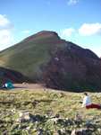 Cooking dinner, and looking up toward Buckskin Peak(?).
