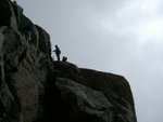 Another party, crossing the trickiest part of the route, which involved hugging a large slab of rock, while exposing your back to a 35+ foot drop.