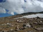 Mayela skirting the snowfield above our camp