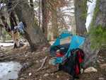 View of camp, my little island of dry ground near the ridgetop.