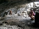 Brandon and Mayela at the mouth of the cave (lava tube) we explored.  This one got pretty tight, where we had to belly-crawl for a while, but it came back out to the surface about 320 feet later.