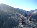 Jerome, Brandon, and Mayela on the ridge above the treeline.