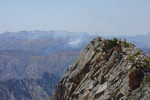 As I climbed above the surrounding ridges, the smoke from several nearby forest fires came into view. 