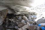 The view under a huge snowbank beside Lake Yoshi.  I refilled my canteen here.