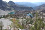 Looking down into the upper Trail Creek basin, most of the trees are burned.