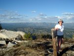 Mayela with part of the surrounding terrain (Boise National Forest?) behind her.  Looking roughly NE.
