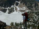 Paul with Goat Lake and the ridgeline we'd come up in the background.