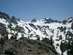 View from upper ridge to the south.  Thompson Peak is the spire jutting out near the left side of the frame.