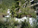 Goat Falls, looking down from the top.  Only the first ~150 vertical feet are viewable here.