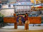 Mayela in the Edmonton mall, by a full-size replica of the Santa Maria (floating in a pond, no less!).