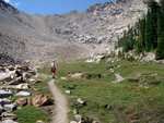 Paul just below the switchbacks leading to the first pass.  This part reminded both of us of the Maroon Bells in Colorado.