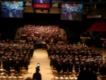 Blurred shot (1/8 sec exposure) of the commencement address.