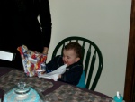 Christopher opening his Birthday gifts...rather violently.