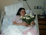 Mayela with her boquet of roses.