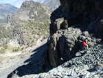 Starting to climb He Devil from the saddle above the Rock Lakes